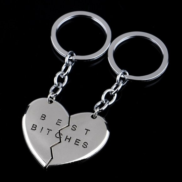 Best B*tches Forever Heart Keychain Set for Best Friends - Picture 1 of 3